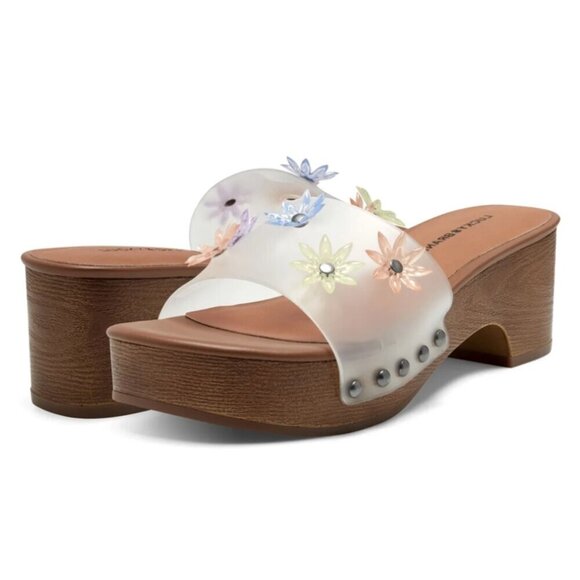 Lucky Brand Clear Floral Platform Sandals - Picture 1 of 6